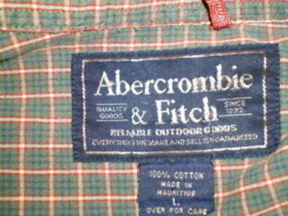 Plaid Abercrombie & Fitch Large Brown Green Butto… - image 2