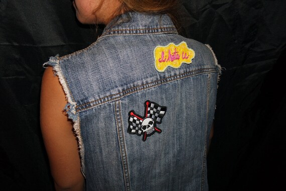 punk sleeveless denim jacket