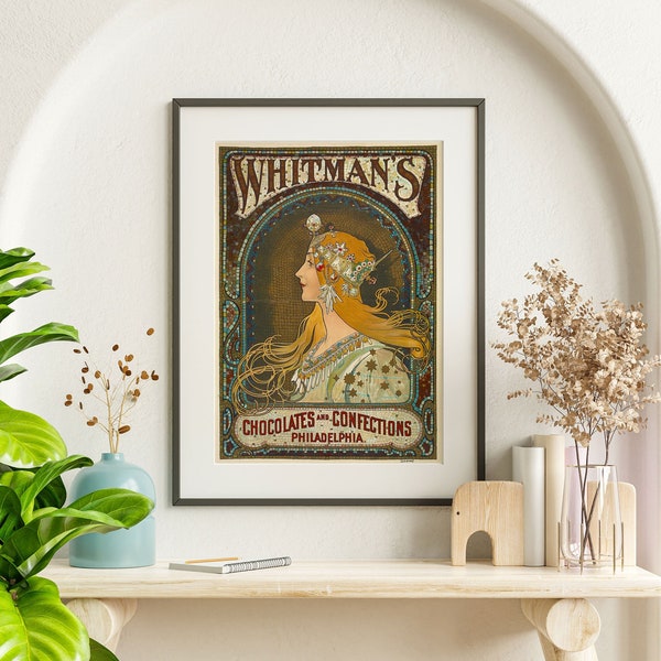 Poster Alphonse Mucha au choix - Affiche Art Nouveau - Impression haute qualité satiné ou aspect toile de peinture - Publicité vintage