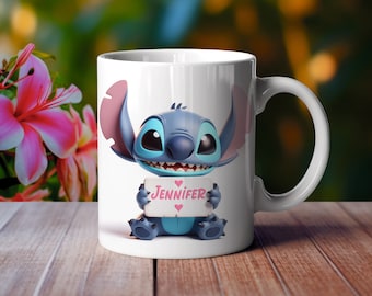 Mug personnalisé Prénom thème Stitch - Lilo et Stitch