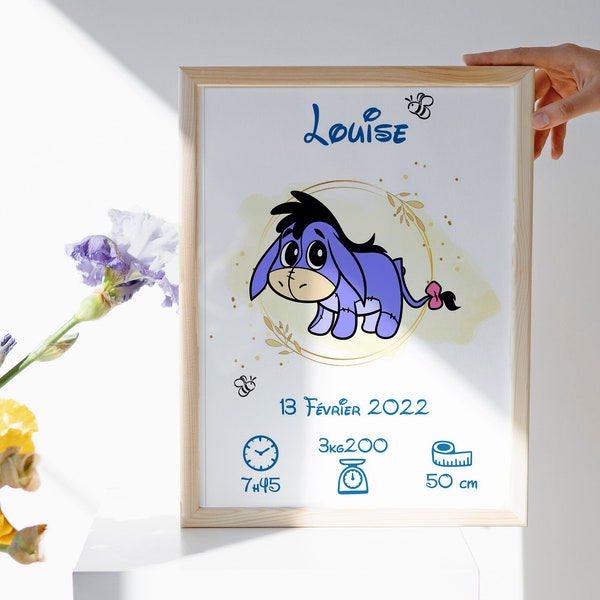 Poster / Affiche Naissance Chambre de bébé Thème Winnie l'Ourson