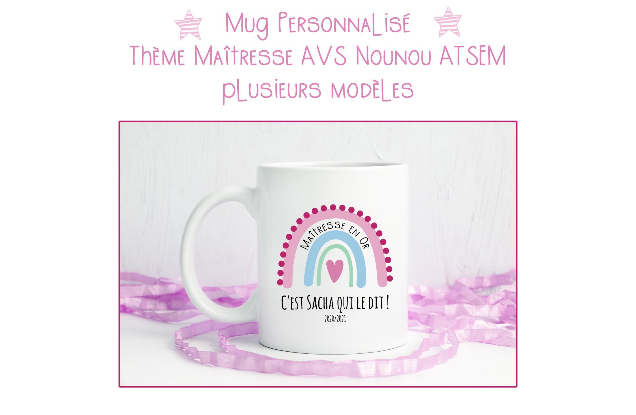Mug Maîtresse/Atsem/Avs/Nounou Personnalisable.