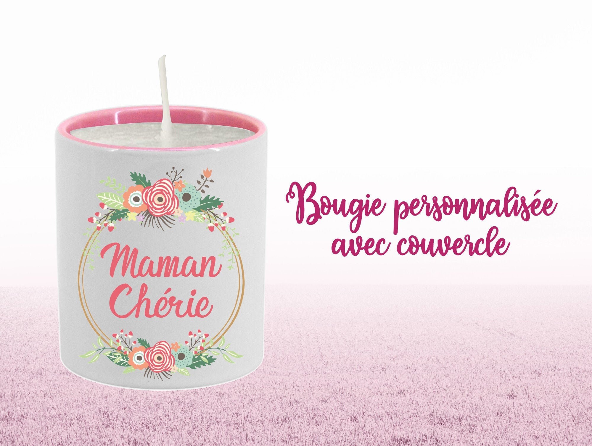 Bougie Personnalisée Maman, Tata, Marraine, Maitresse, Mamie avec Emballage Cadeau Réutilisable