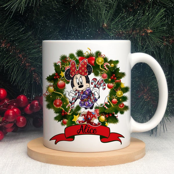 Mug Cadeau Noël thème Mickey, Minnie (Commandez avant le 15 au soir pour recevoir à temps pour Noël)