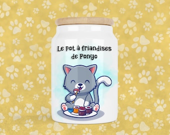 Bocal / Pot à friandises kawaii pour chat personnalisable