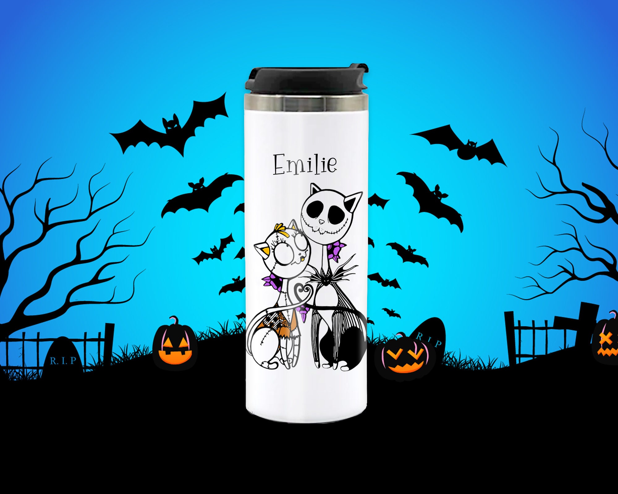 Gobelet/Gourde Isotherme Personnalisée Thème Jack Skellington