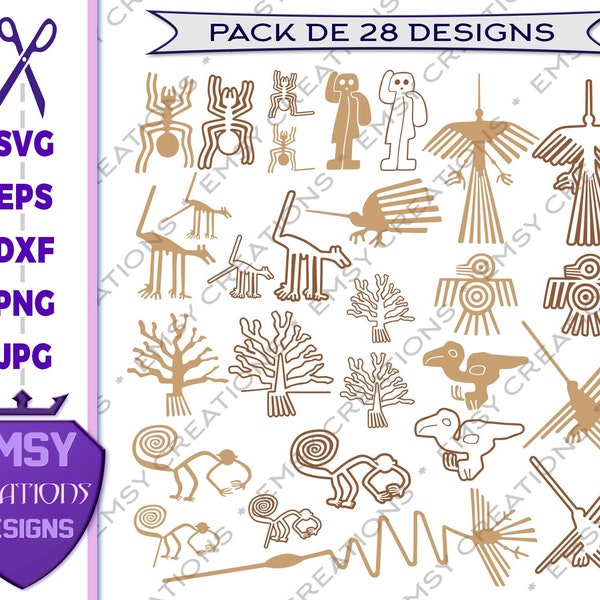 Nasca geoglyphs svg, Peru svg, Nazca svg, nazca lines, Condor, Hummingbird, Monkey Vector