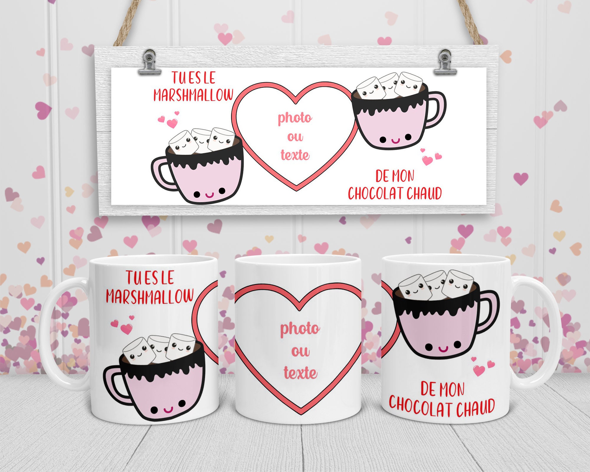 Mug Personnalisé St Valentin Mug Photo Mug Cadeau Tu Es Le Marshmallow de Chocolat Chaud 