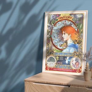 Nausicaä of The Valley of The Wind Movie Anime Studio Ghibli Poster sur  toile pour chambre Décoration murale esthétique Cadeau moderne Cadre sans
