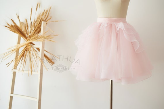 Blush Pink Tulle Skirt Woman Organza Skirt Short TUTU Skirt | Etsy