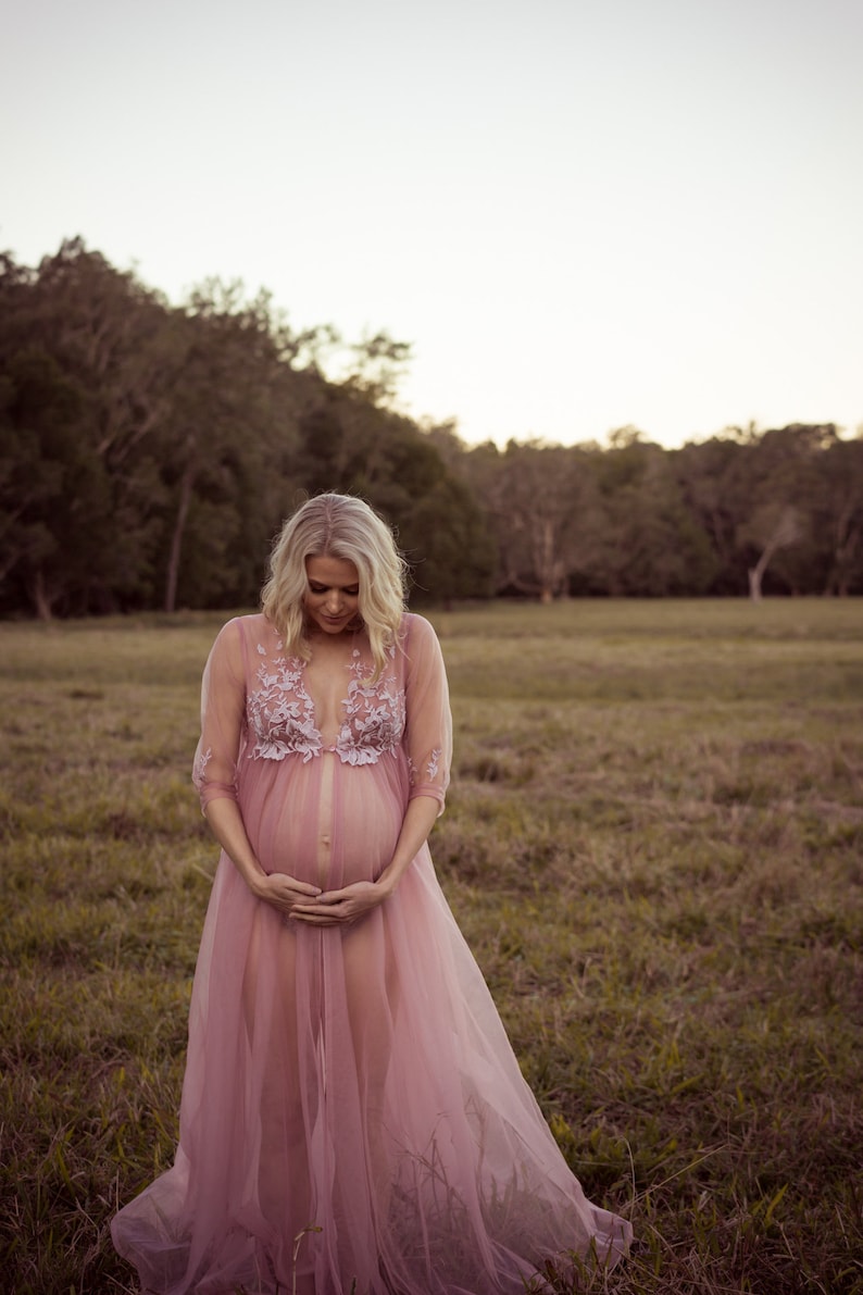 Mauve Lace Tulle Maternity Dress Photo Shoot Photo Props | Etsy