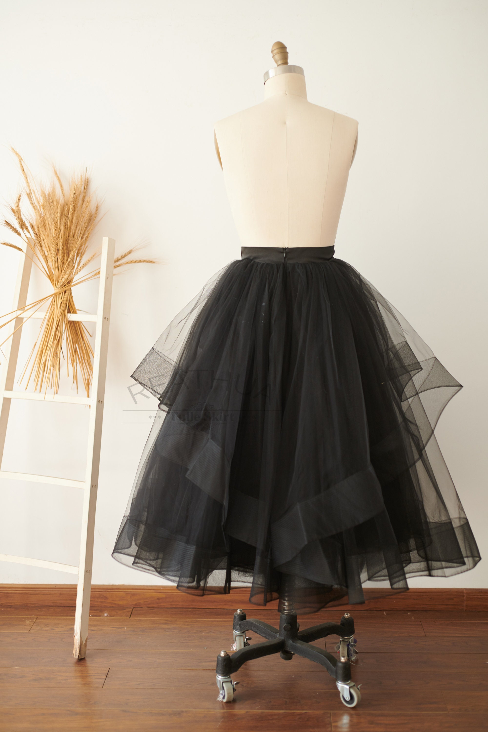 Black Tulle Skirt Women Tulle Midi Length Horsehair Skirt Etsy