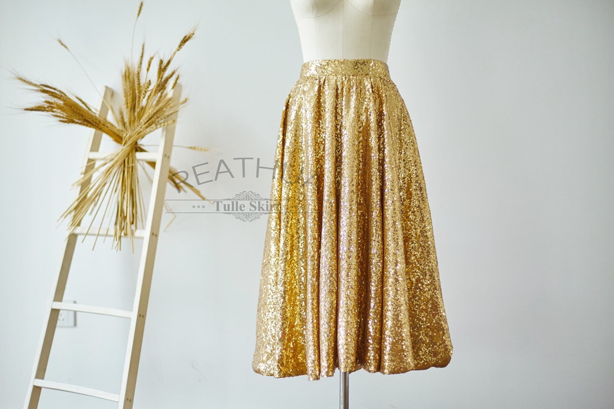 Gold Sequin Skirt/Midi Length Tea Length Short Adult Women | Etsy