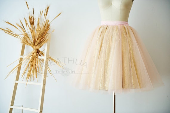 Gold Sequin Mauve Tulle Skirt/Short Women TUTU Tulle Party | Etsy