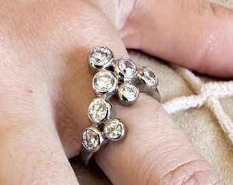 Zircon Gold Ring, Gold Avant Garde Ring, Dainty Engagement Ring, Art Deco Ring, Promise Ring, Anniversary Ring Gift For Women, Gift For Her