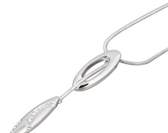 White Crystals Silver Necklace, Elegant Necklace, Dainty Women Necklace, Teardrop Necklace, Bridesmaid Gift, Anniversary Gift, Boho Necklace