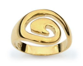 Gold Spiral Ring, Gold Swirl Ring, asymmetrischer Ring, Unendlichkeit Spiral Ring, Nautilus Muschel Ring, handgemachter Ring, Statement Ring, Boho Chic Ring