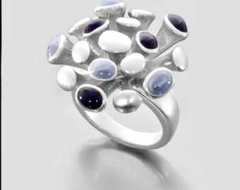 Chuckey Flower Ring, Avant Garde Ring, Thumb Ring, Ring Size 12US, Unique Ring, Floral Jewelry, Cocktail Ring, Handmade Ring, Statement Ring