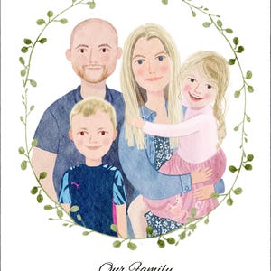 CUSTOM FAMILIE PORTRAIT, Illustration | Digitaldruck | Aquarell Stil | Paare | Familie | Haustier | Geschenk für Ihn | Geschenk für sie.