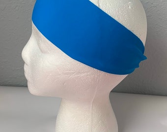 Blue headband, women's headbands, nurse headbands, button headbands, yoga headbands, nylon headband, boho headbands, girls headbands,