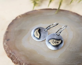 Leaf earrings, simple earrings, everyday earrings, nature earrings, brass leaf earrings, leaf jewelry, minimalist jewelry, boho earrings