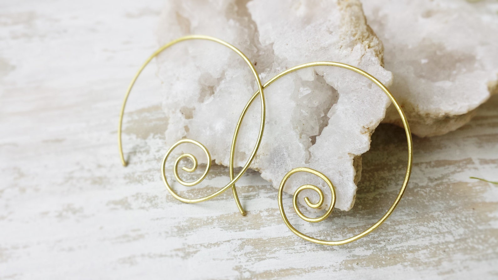 Minimalist Earrings, Simple Earrings, Spiral Earrings, Brass Earrings ...