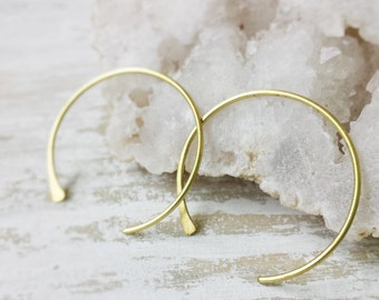 Minimalist Earrings, Simple Earrings, Open Hoop Earrings, Brass Hoop Earrings, Dainty Earrings, Modern Jewelry, Everyday Jewelry