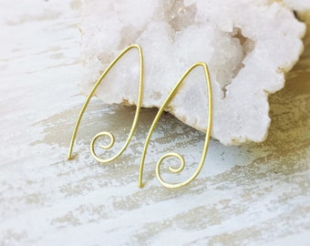 Minimalist Earrings, Simple Earrings, Brass Earrings, Spiral Earrings, Modern Earrings, Modern Jewelry, Everyday Jewelry