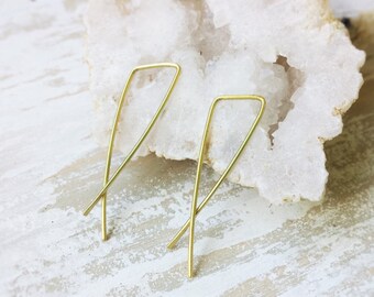 Minimalist Earrings, Simple Earrings, Geometric Earrings, Brass Earrings, Small Earrings, Everyday Earrings