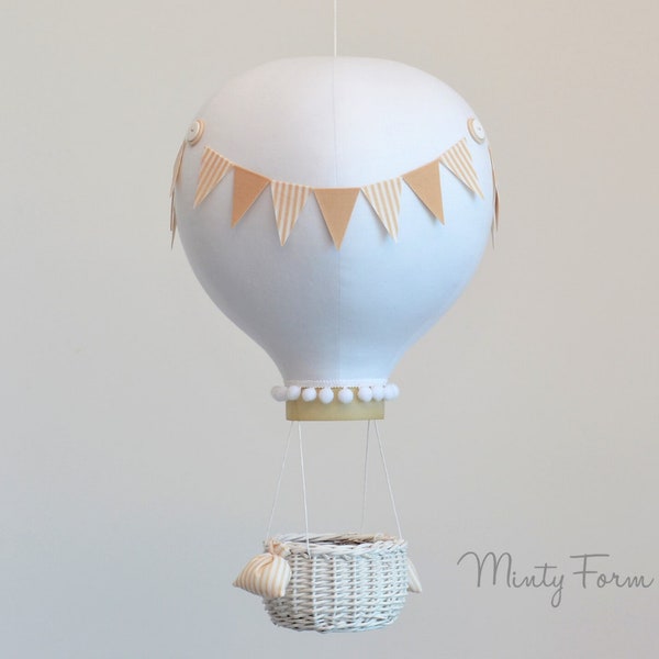 Heißluftballon-Mobile | Travel Theme Kinderzimmer Dekor, Beige weiß