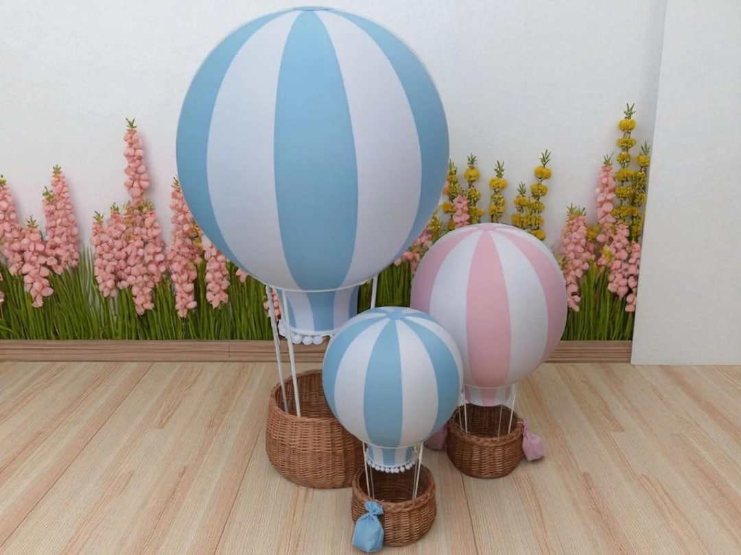 Ornement Montgolfière En Osier Et PVC - 9x7,5 Cm, Décoration Noël, Baby Shower, Mariage
