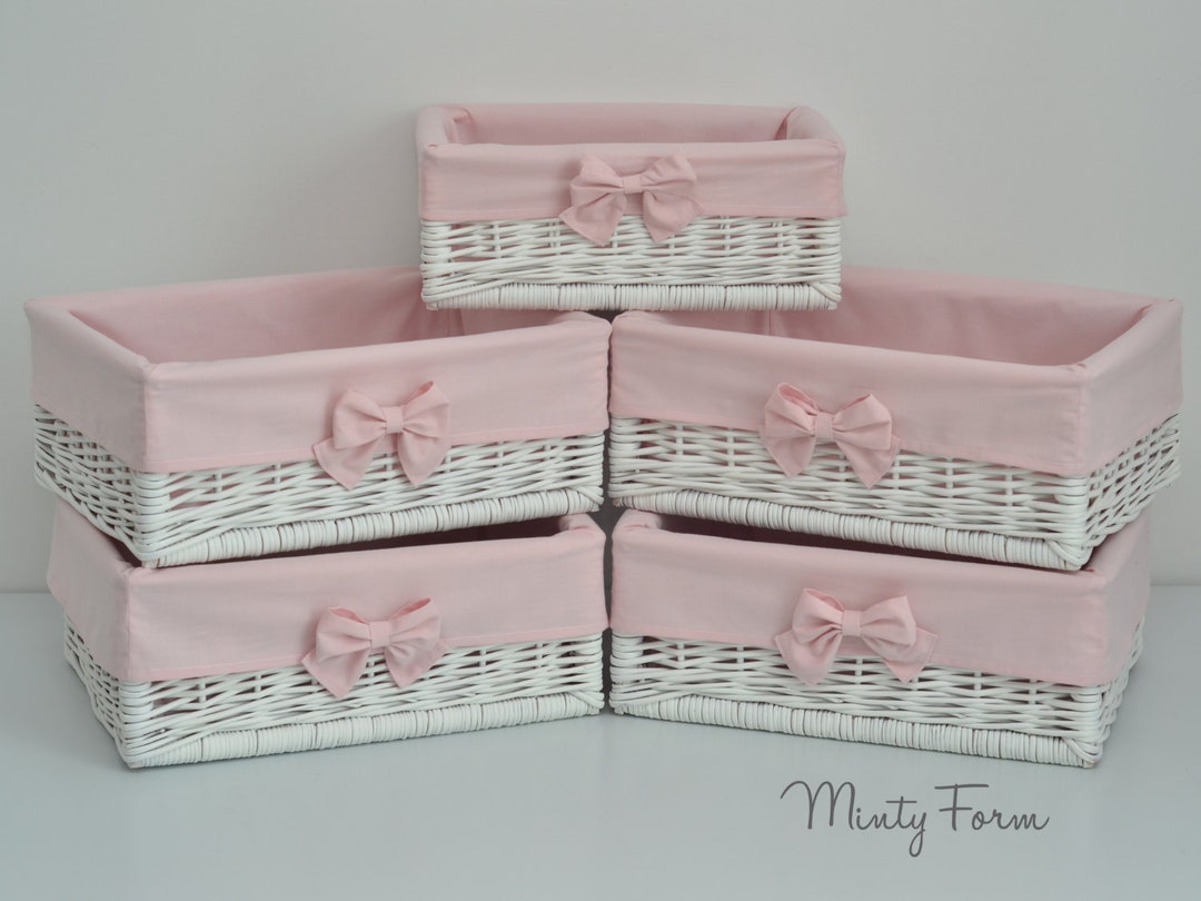 Pink storage baskets discount