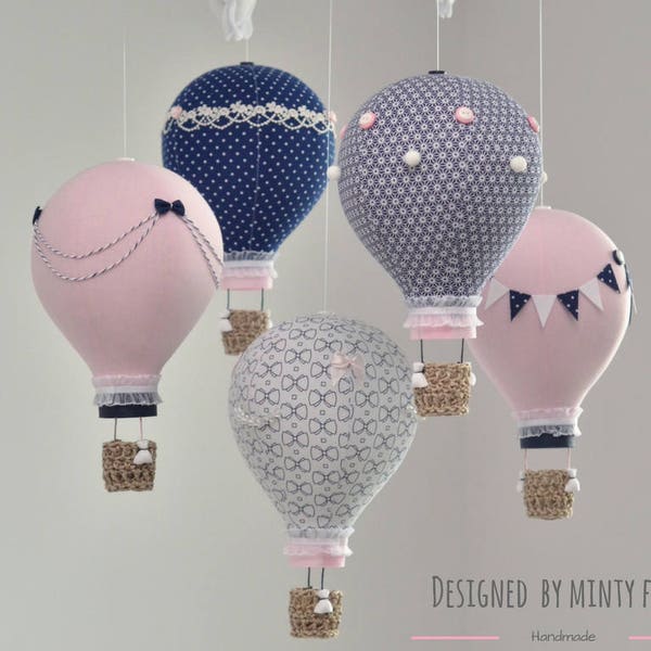 Hot Air Balloon Mobile | Nursery World Map | Travel Theme Nursery | Custom Mobile | Cloud Baby Mobile | Welcome Baby Gift