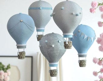 Heißluftballon-Mobile | Kinderzimmer Weltkarte | Thema Kinderzimmer | Benutzerdefinierte Mobile | Babymobile Wolke | Willkommens Baby Geschenk