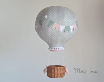 Hot Air Balloon Baby Mobile, Adventure Nursery Decor, Ceiling Mounted Crib Mobile, Baby Shower Gift