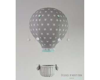 Hot Air Balloon Baby Mobile, Adventure Nursery Decor, Ceiling Mounted Crib Mobile, Baby Shower Gift