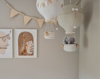 Hot Air Balloon Nursery Mobile – Handmade Baby Room Decor – Travel Theme Baby Shower Gift