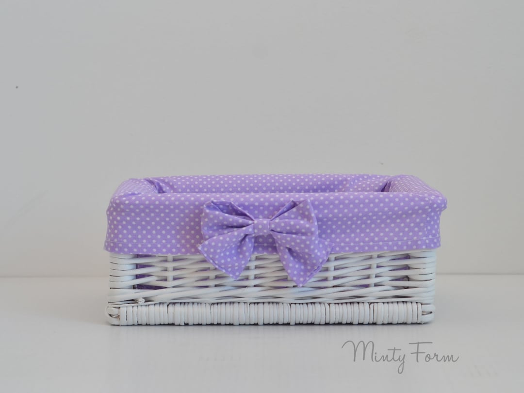 Purple Wicker Basket | Lined Basket | Storage Basket | Bathroom ...