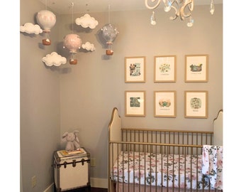 mobile montgolfière | Chambre de bébé fard à joues | Mobile personnalisé | Ajout au Cloud Baby Mobile | Cadeau de bienvenue pour bébé