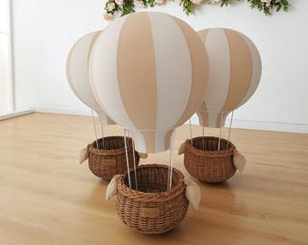 Stojący balon na ogrzane powietrze | Centralna ozdoba z balonu | Motyw podróży do pokoju dziecięcego | Mobilny na zamówienie |