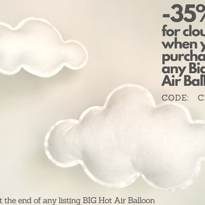 Fluffy white, felt clouds that are the perfect addition to large balloons. When buying any balloon - cloud -35% with the code: CLOUD