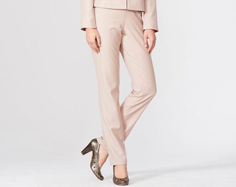 Elegant formal straight women's pants from cold wool