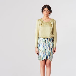 Swanky colorful jacquard formal elegant women&#39;s slit skirt