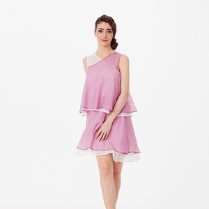 Lila Chiffon Seide und Baumwolle Frauen ausgestellte Kleid, Sommer lässige Kleid
