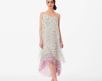 Summer light chiffon silk midi women's dress