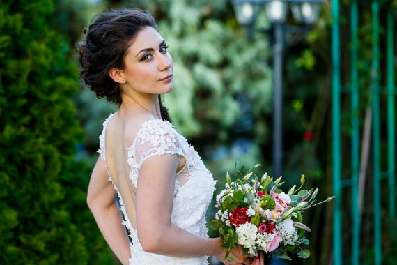 Ivory Lace Wedding Dress Only Custom Made Open Back Wedding Etsy