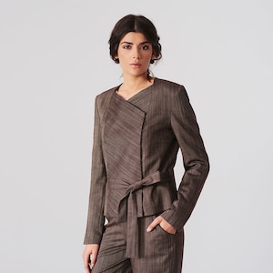 Spring double breasted brown suit women&#39;s jacket, Formal wear for her