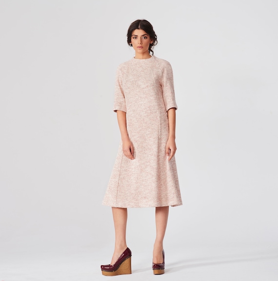 Winter Warm boucle dress, Christmas women's flared dress