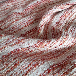Very thick wool boucle fabric in brick red color, suitable for jacket, dress, coat