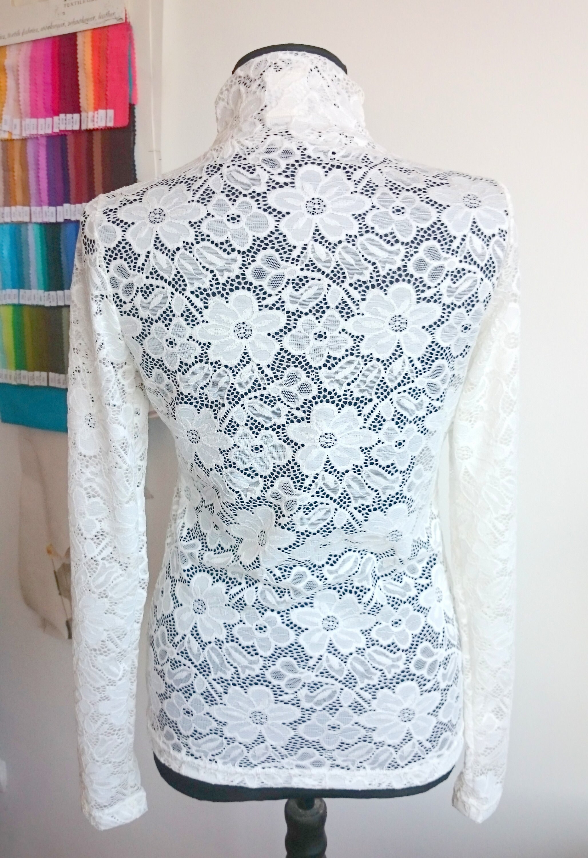 Natural white transparent sexy bridal lace turtleneck top | Etsy